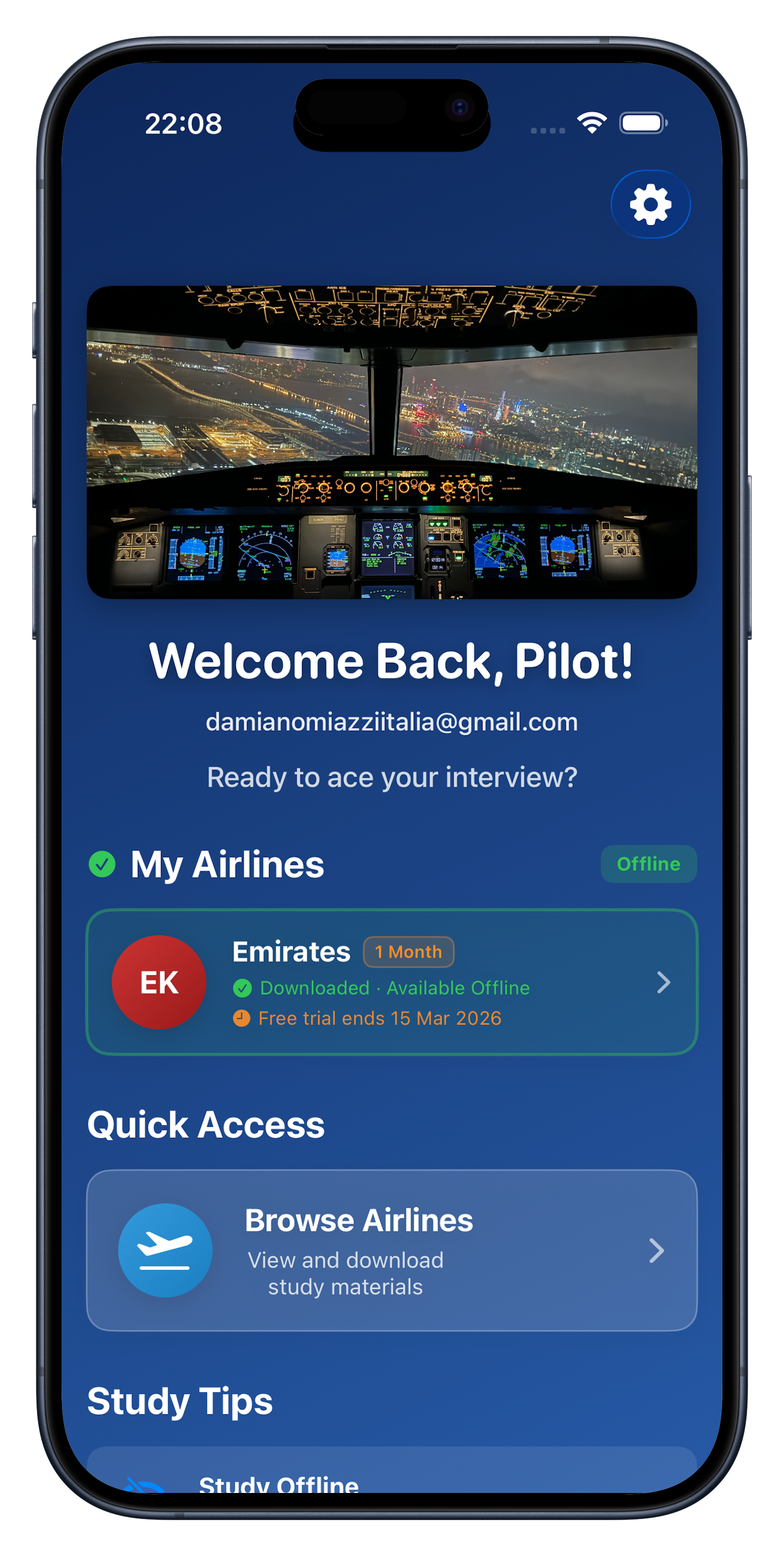 PilotReady App Screen